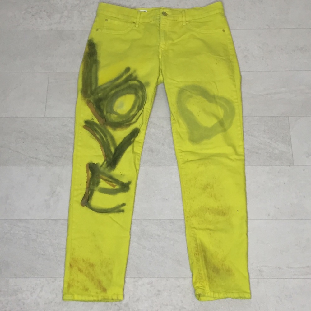 Custom Gap Jeans Sz 29 8R Yellow OOAK Leggings